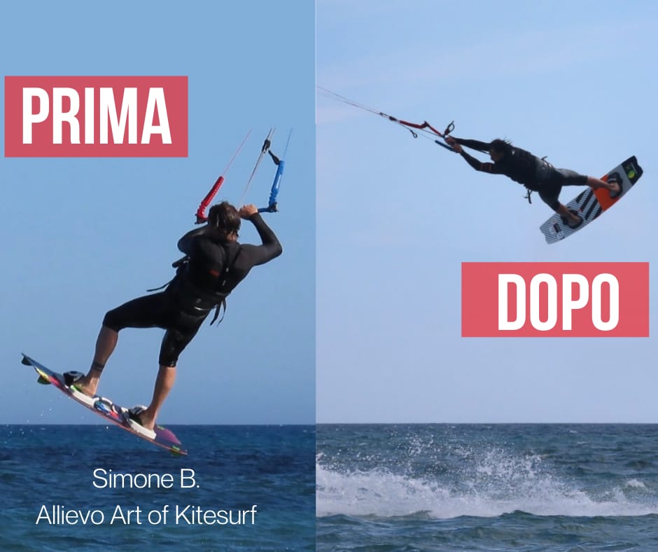 La tecnica del kitesurf il confronto del prima e del dopo